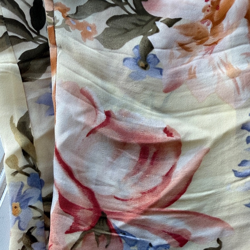 Linda Allard for Ellen Tracy Yellow floral silk blouse size 10 - Picture 9 of 10